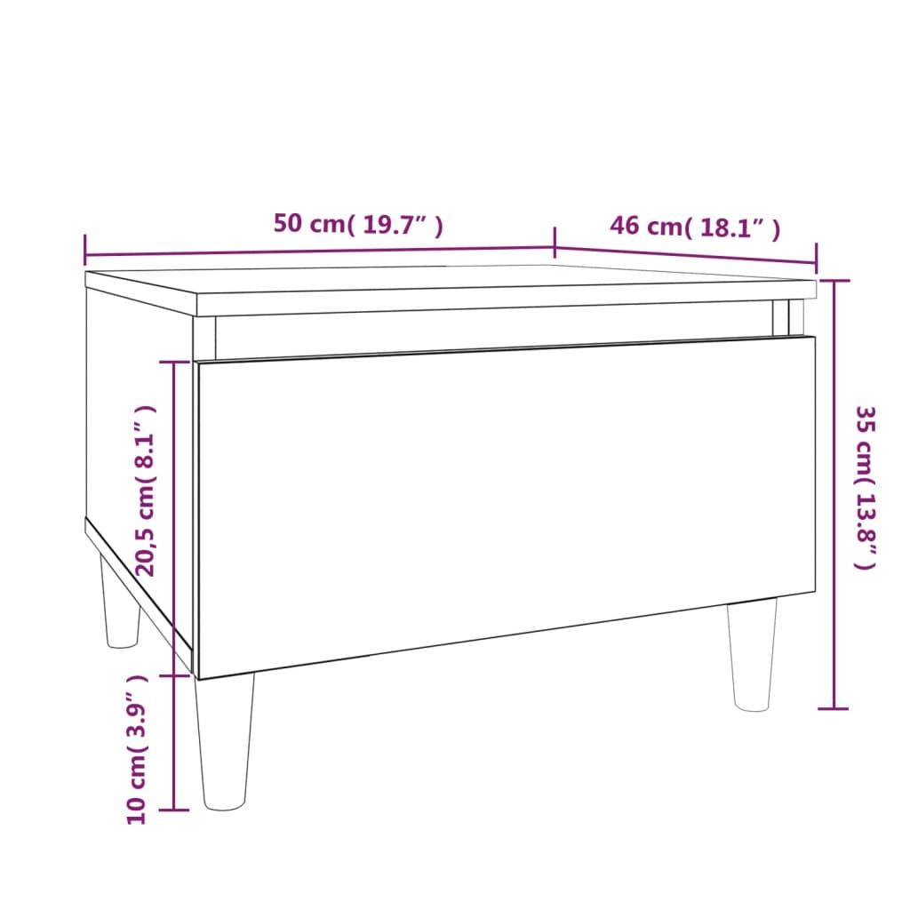 vidaXL Table d'appoint noir 50x46x35 cm Bois d'ingénierie