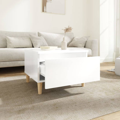vidaXL Table d'appoint blanc brillant 50x46x35 cm en bois d'ingénierie