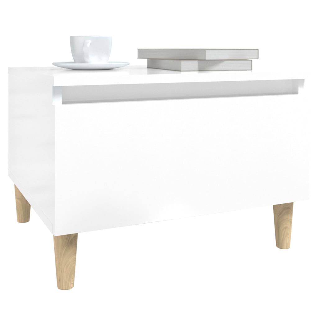 vidaXL Table d'appoint blanc brillant 50x46x35 cm en bois d'ingénierie