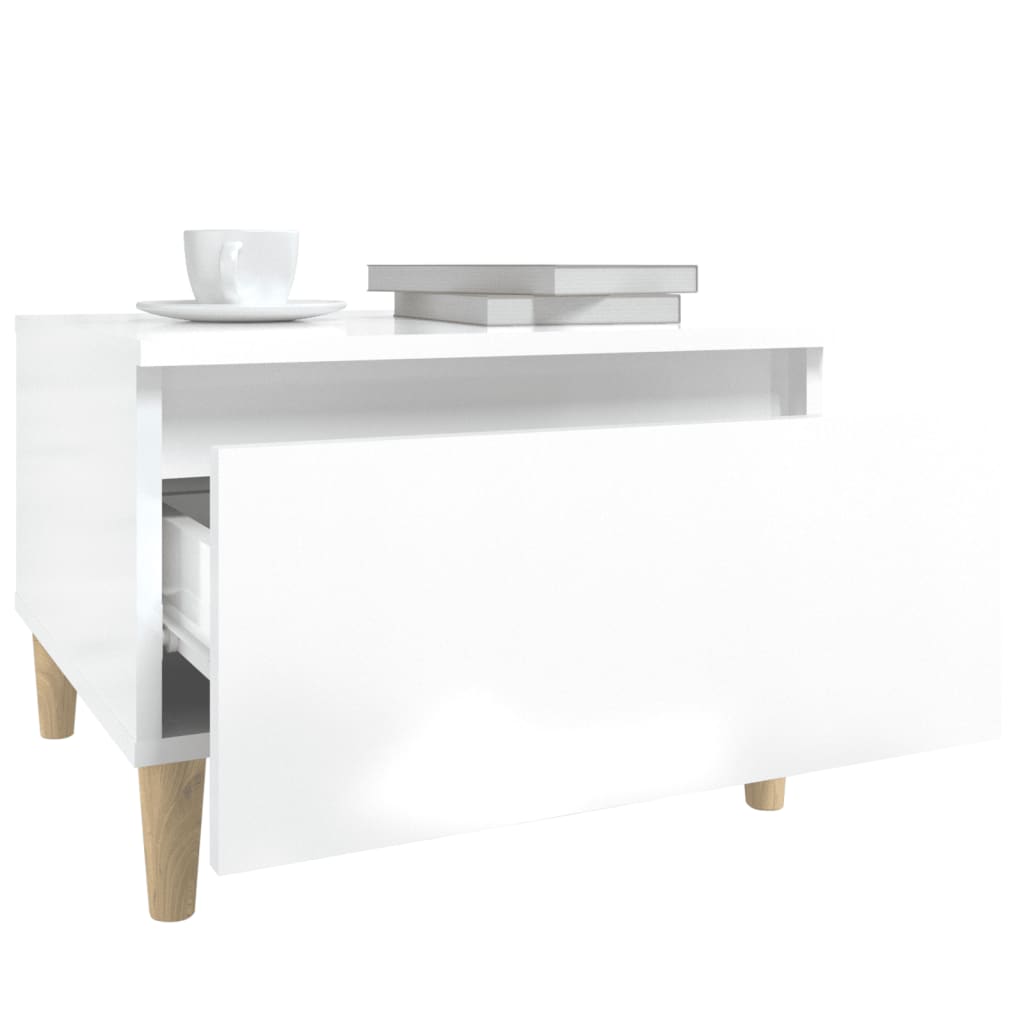 vidaXL Table d'appoint blanc brillant 50x46x35 cm en bois d'ingénierie