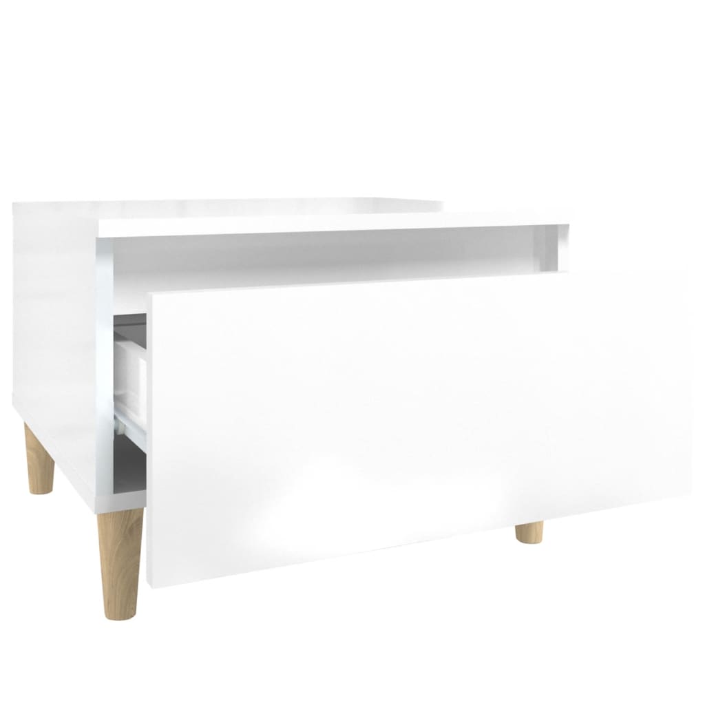 vidaXL Table d'appoint blanc brillant 50x46x35 cm en bois d'ingénierie