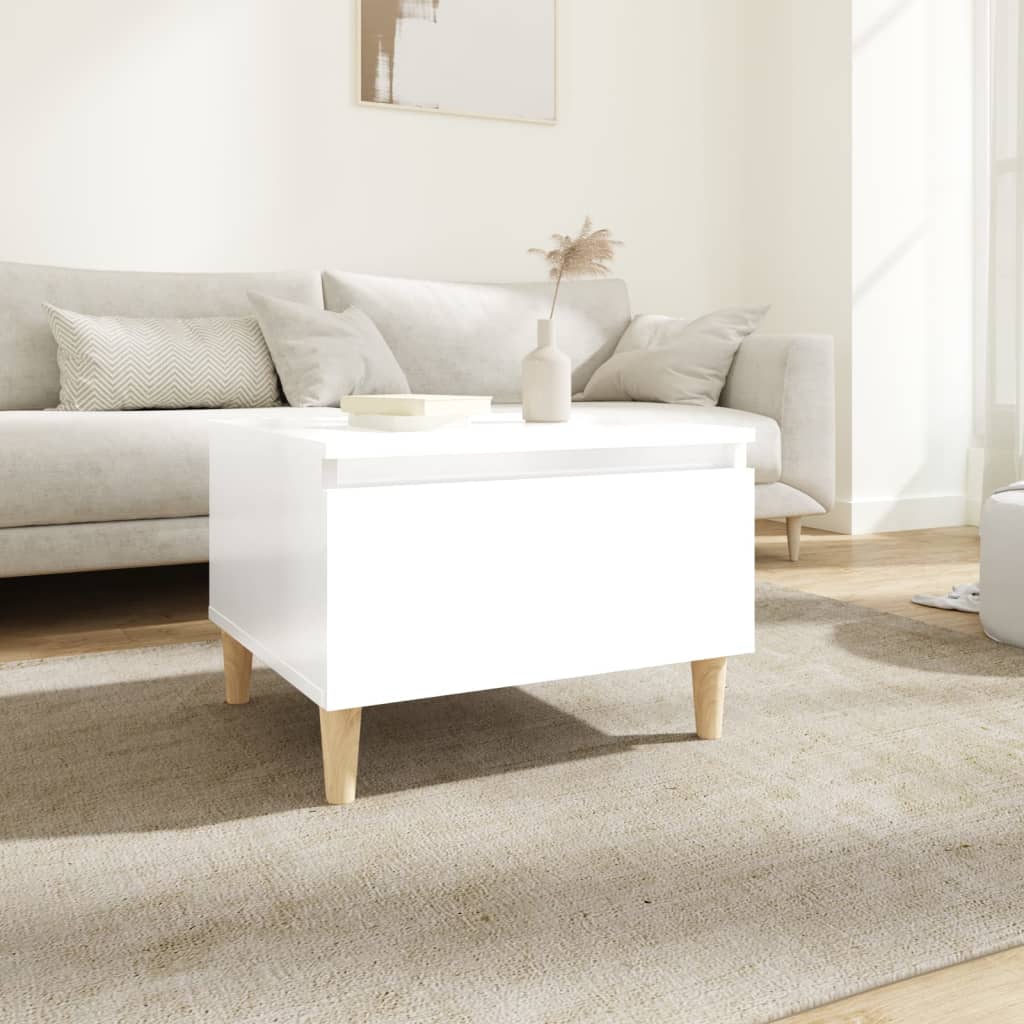 vidaXL Table d'appoint blanc brillant 50x46x35 cm en bois d'ingénierie