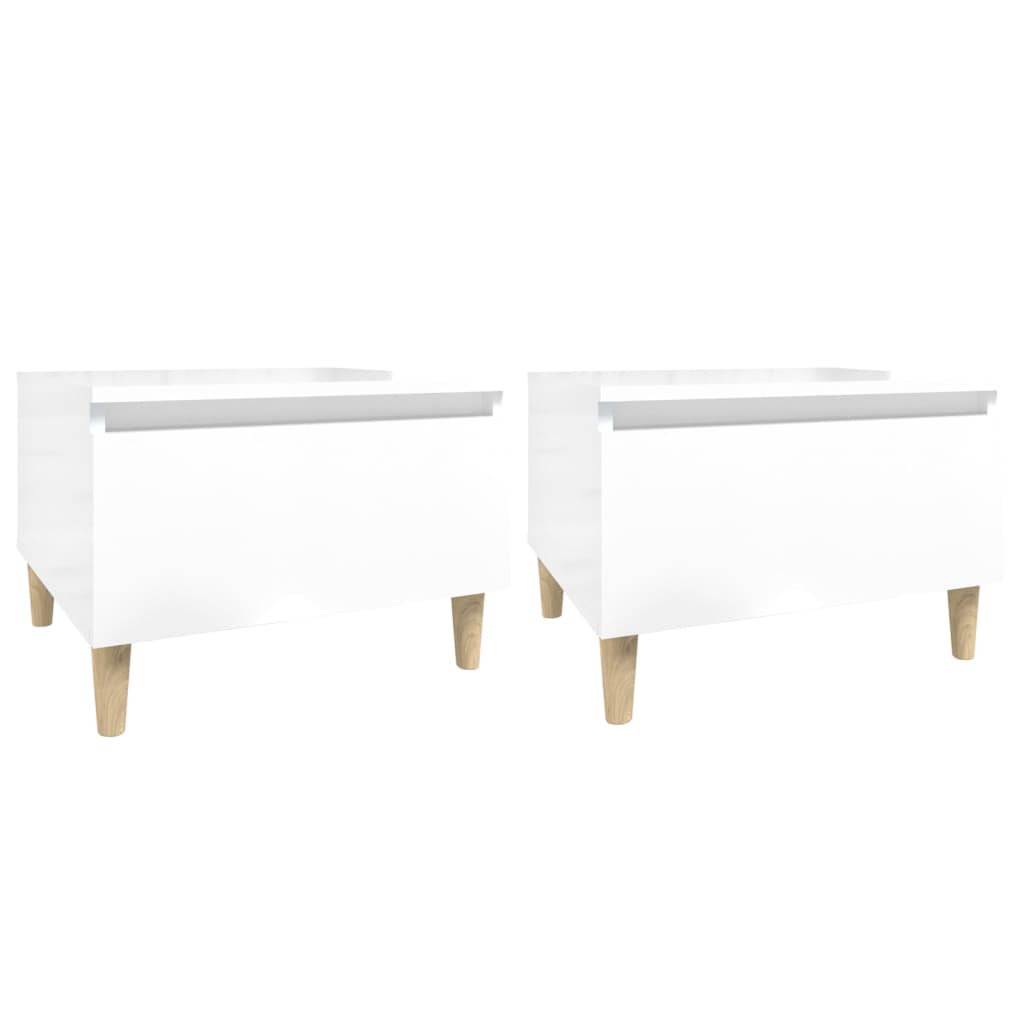 vidaXL Tables d'appoint 2 pcs Blanc haute brillance 50x46x35 cm Bois d'ingénierie