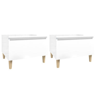 vidaXL Tables d'appoint 2 pcs Blanc haute brillance 50x46x35 cm Bois d'ingénierie