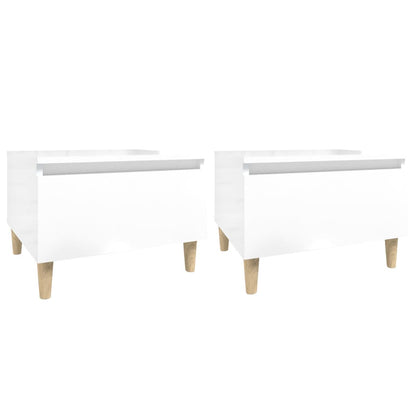 vidaXL Tables d'appoint 2 pcs Blanc haute brillance 50x46x35 cm Bois d'ingénierie