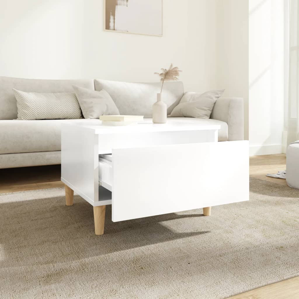 vidaXL Tables d'appoint 2 pcs Blanc haute brillance 50x46x35 cm Bois d'ingénierie
