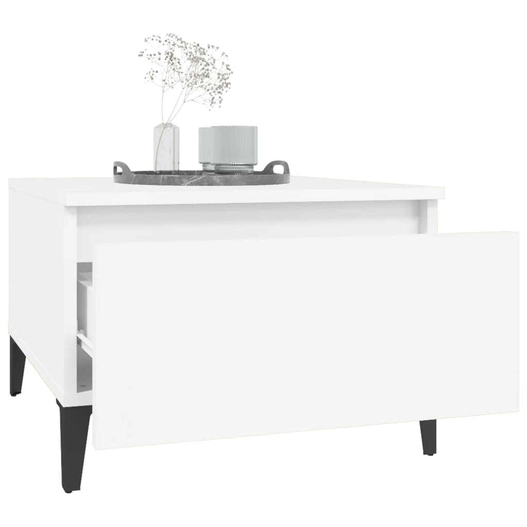 vidaXL Table d'appoint Blanc 50x46x35 cm Bois d'ingénierie