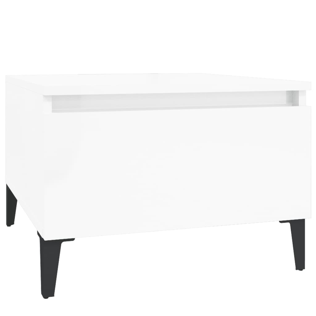 vidaXL Table d'appoint blanc brillant 50x46x35 cm en bois d'ingénierie