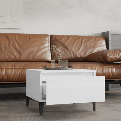 vidaXL Table d'appoint blanc brillant 50x46x35 cm en bois d'ingénierie