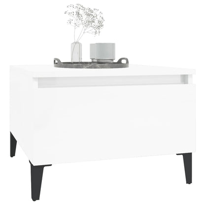 vidaXL Table d'appoint blanc brillant 50x46x35 cm en bois d'ingénierie