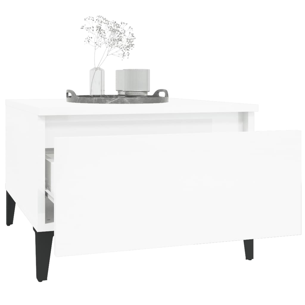 vidaXL Table d'appoint blanc brillant 50x46x35 cm en bois d'ingénierie