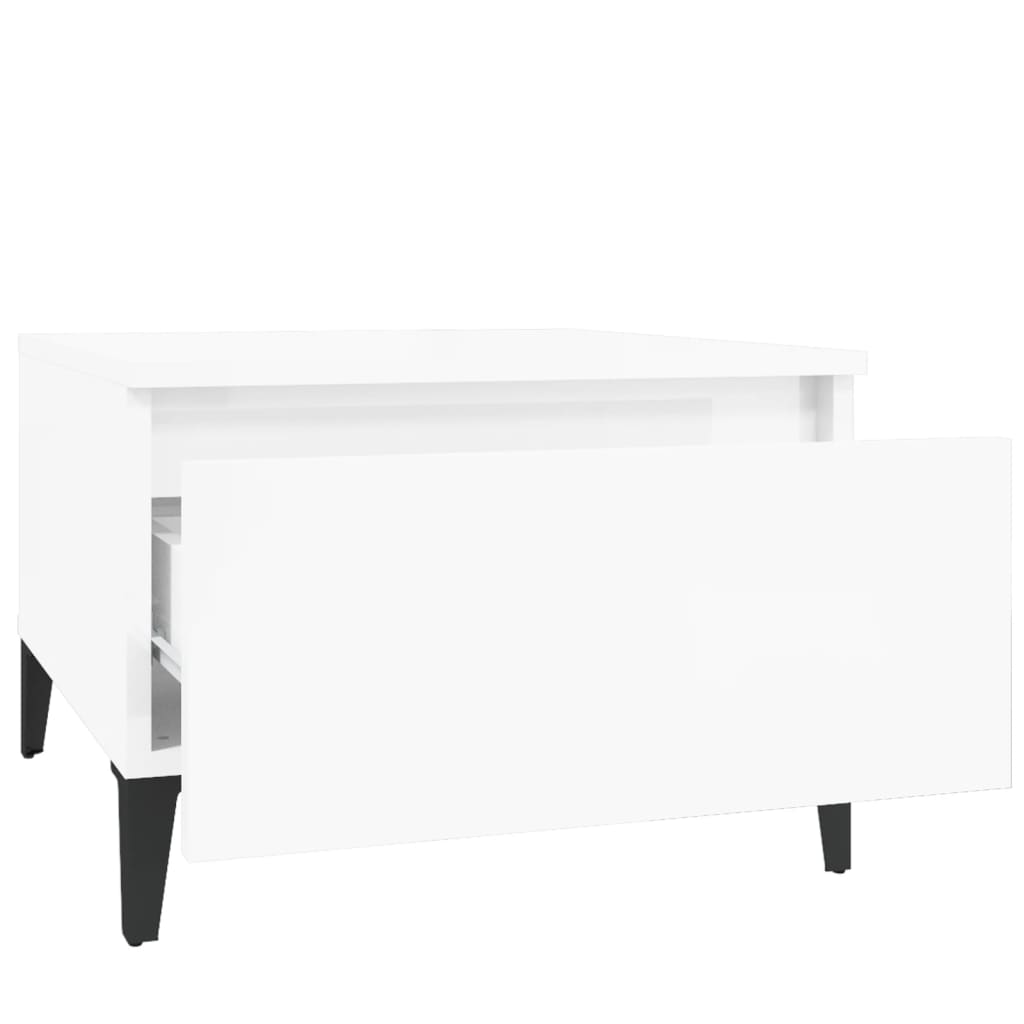 vidaXL Table d'appoint blanc brillant 50x46x35 cm en bois d'ingénierie