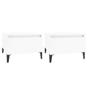 vidaXL Beistelltische 2 Stk. Hochglanz-Weiß 50x46x35 cm Holzwerkstoff