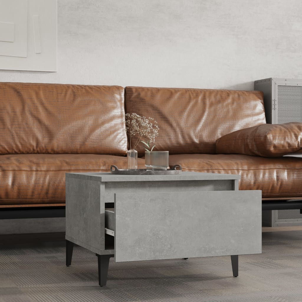 vidaXL Table d'appoint Gris béton 50x46x35 cm Bois d'ingénierie