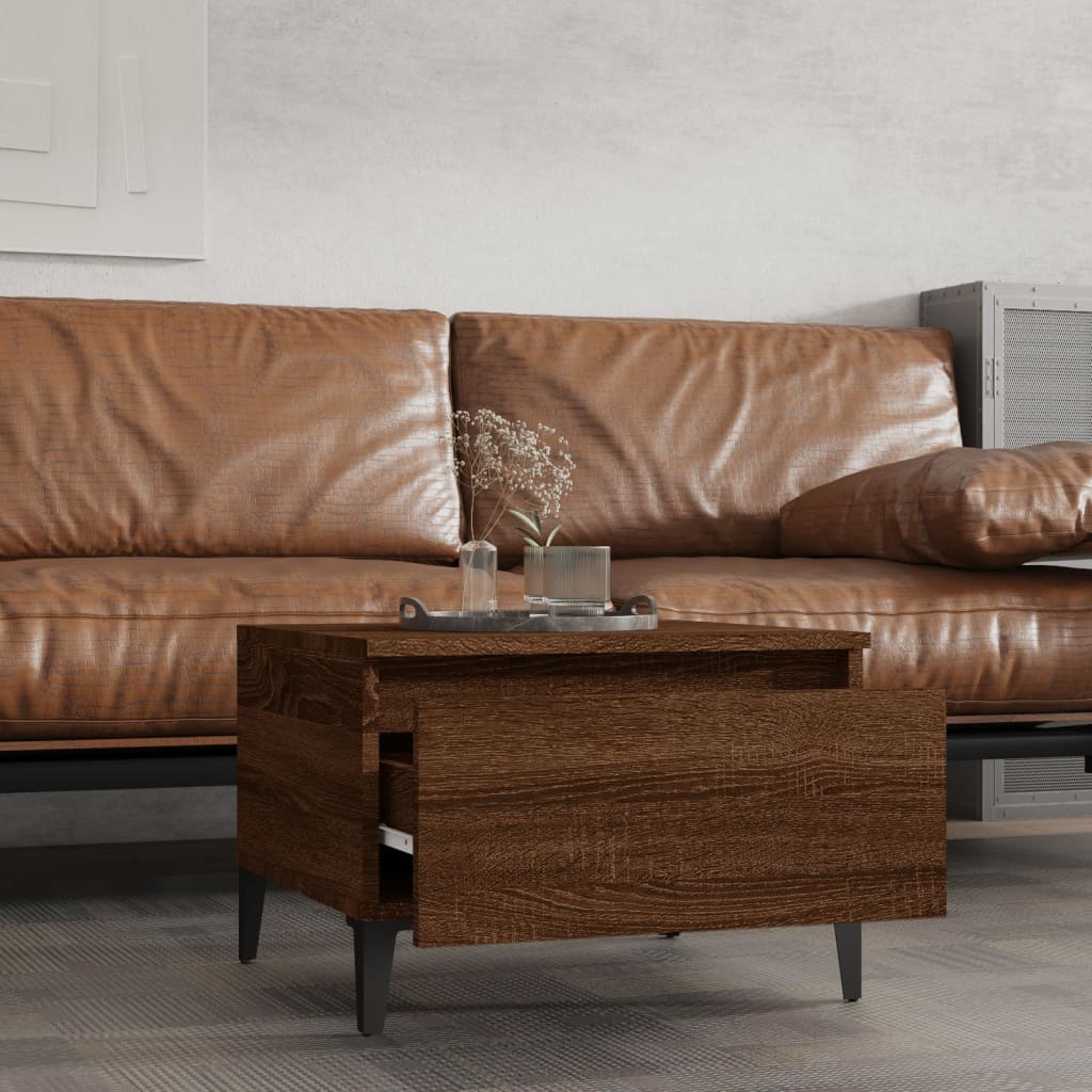 vidaXL Table d'appoint Marron aspect chêne 50x46x35 cm Bois d'ingénierie