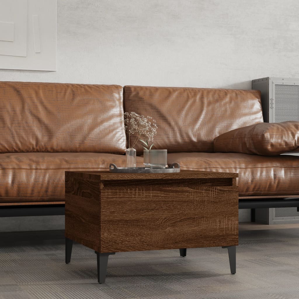 vidaXL Table d'appoint Marron aspect chêne 50x46x35 cm Bois d'ingénierie