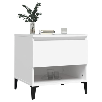 vidaXL Table d'appoint Blanc 50x46x50 cm Bois d'ingénierie