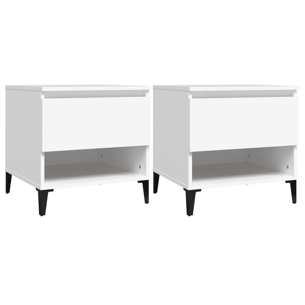 vidaXL Tables d'appoint 2 pcs Blanc 50x46x50 cm Bois d'ingénierie