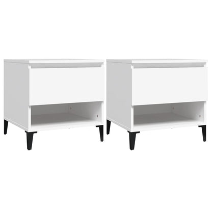 vidaXL Tables d'appoint 2 pcs Blanc 50x46x50 cm Bois d'ingénierie