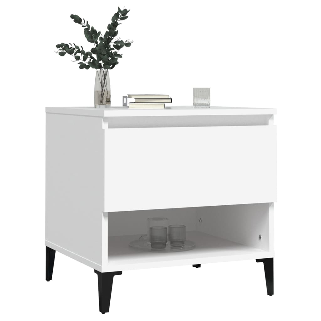 vidaXL Tables d'appoint 2 pcs Blanc 50x46x50 cm Bois d'ingénierie