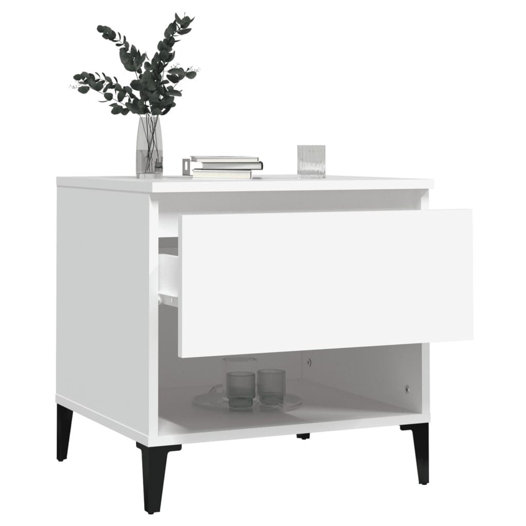vidaXL Tables d'appoint 2 pcs Blanc 50x46x50 cm Bois d'ingénierie