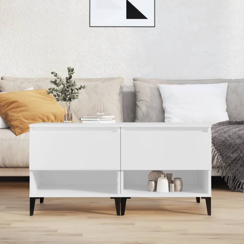 vidaXL Tables d'appoint 2 pcs Blanc 50x46x50 cm Bois d'ingénierie