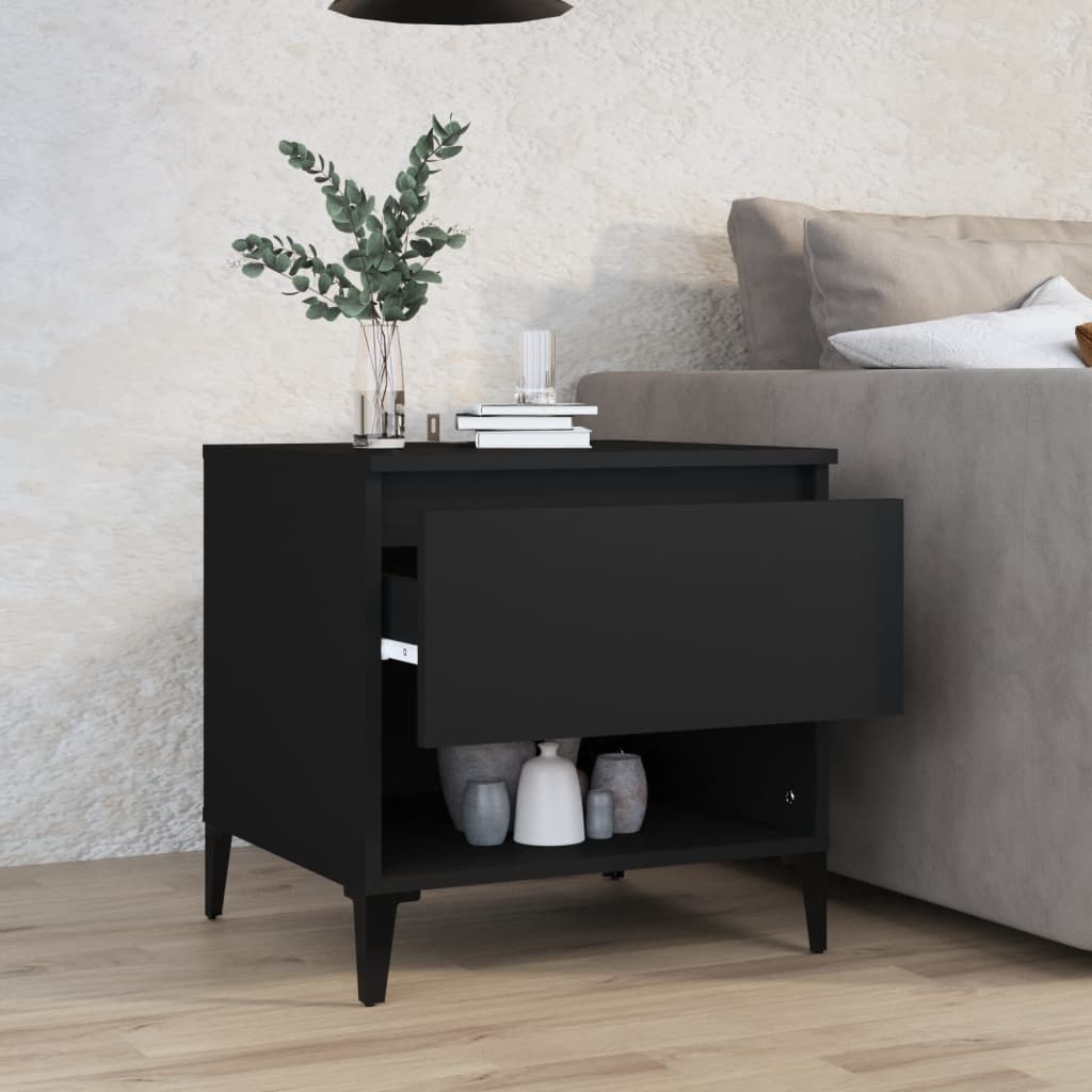 vidaXL Table d'appoint noir 50x46x50 cm Bois d'ingénierie