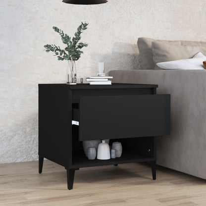vidaXL Table d'appoint noir 50x46x50 cm Bois d'ingénierie