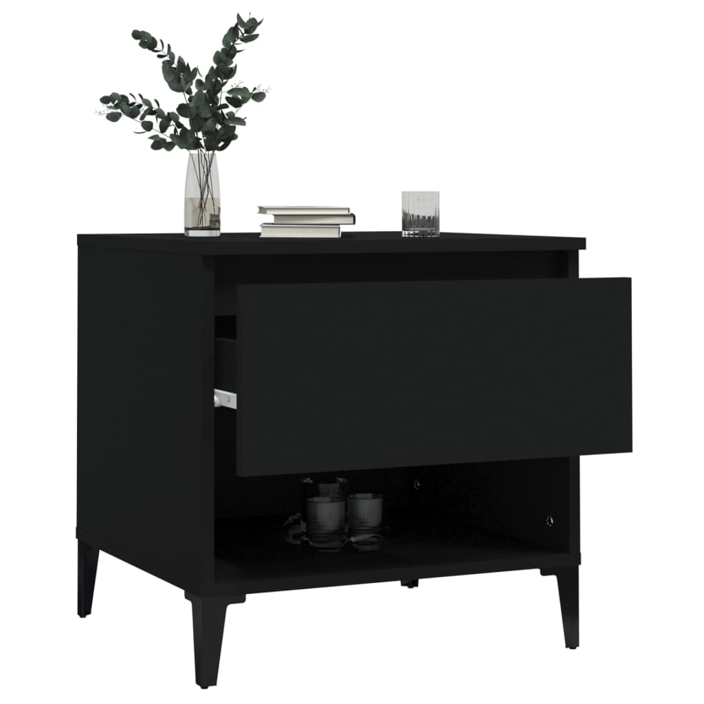 vidaXL Table d'appoint noir 50x46x50 cm Bois d'ingénierie