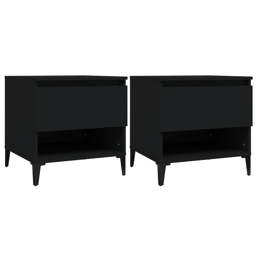 vidaXL Tables d'appoint 2 pcs Noir 50x46x50 cm Bois d'ingénierie