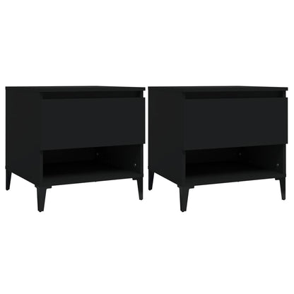 vidaXL Tables d'appoint 2 pcs Noir 50x46x50 cm Bois d'ingénierie