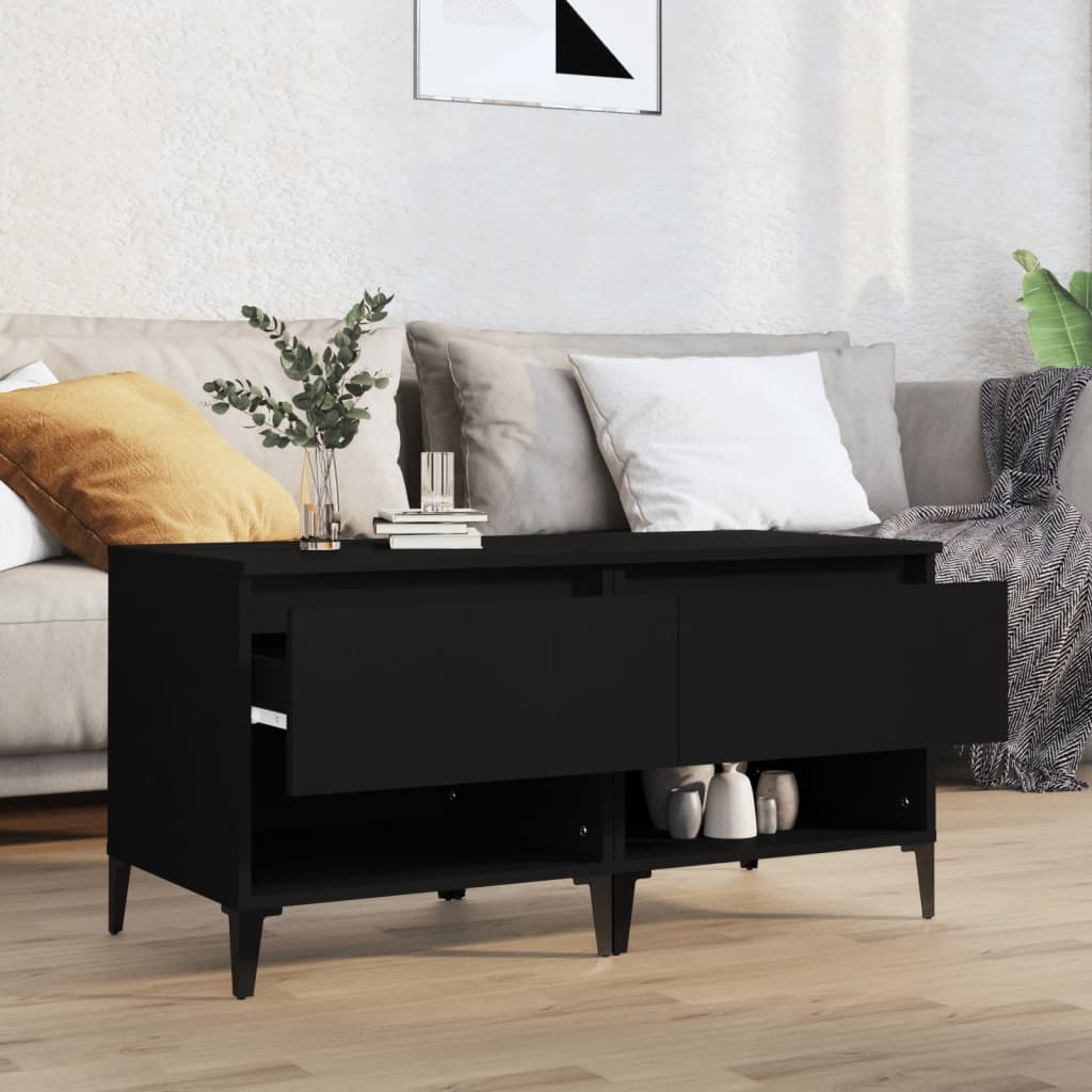 vidaXL Tables d'appoint 2 pcs Noir 50x46x50 cm Bois d'ingénierie