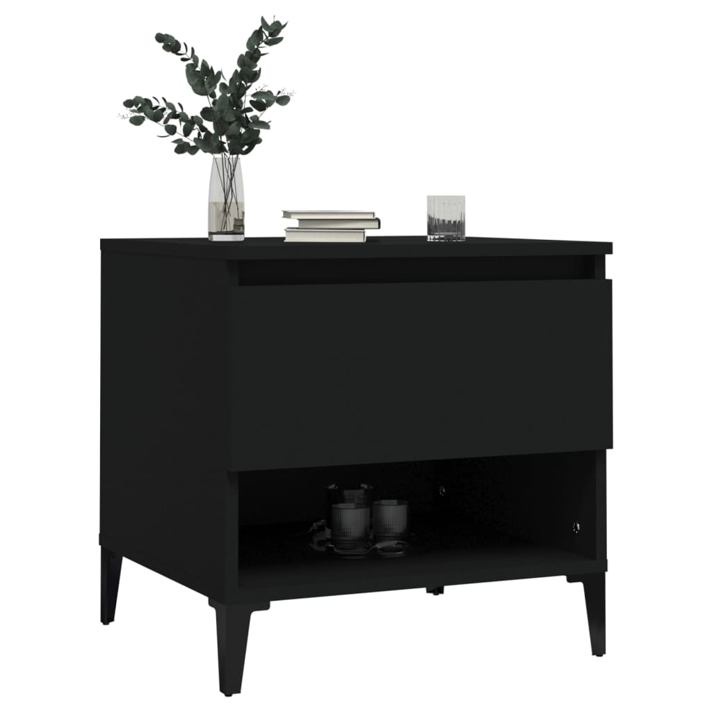 vidaXL Tables d'appoint 2 pcs Noir 50x46x50 cm Bois d'ingénierie