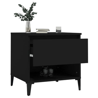 vidaXL Tables d'appoint 2 pcs Noir 50x46x50 cm Bois d'ingénierie