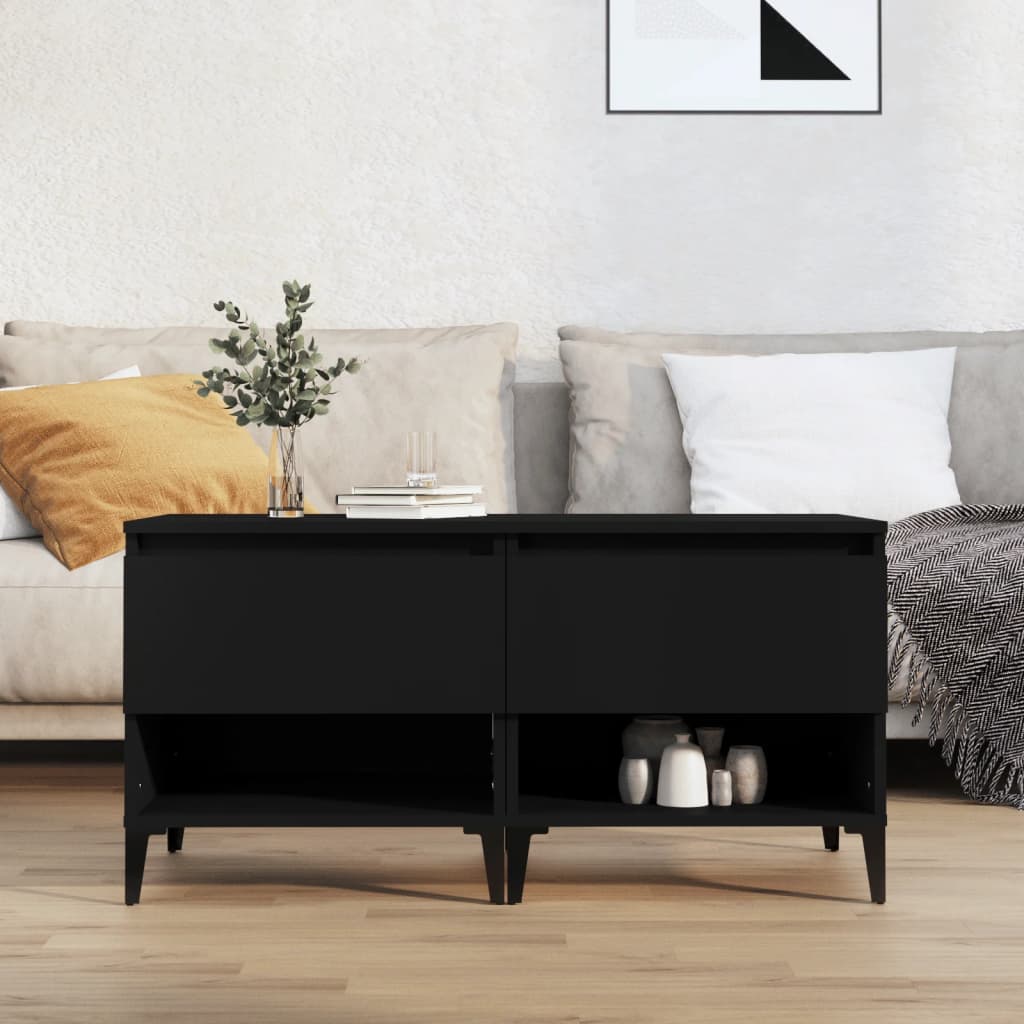 vidaXL Tables d'appoint 2 pcs Noir 50x46x50 cm Bois d'ingénierie