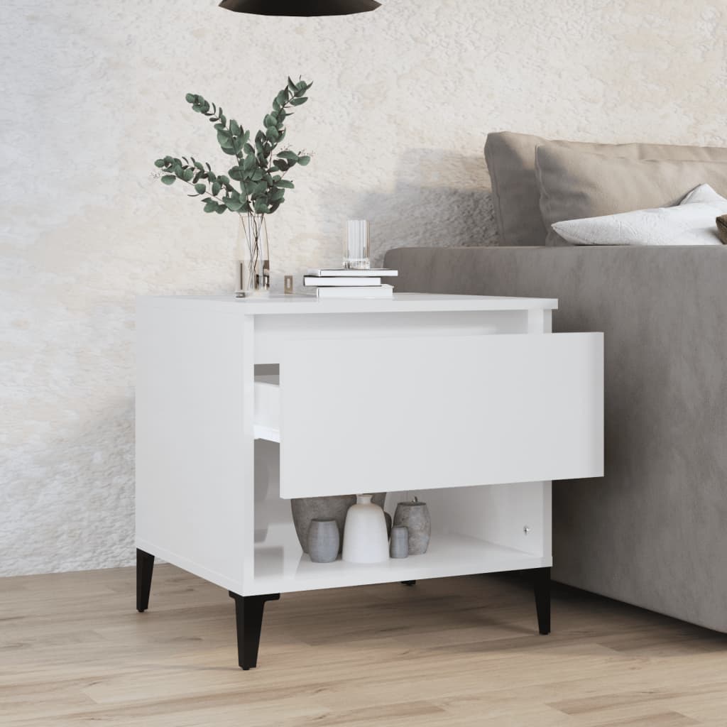 vidaXL Table d'appoint Blanc brillant 50x46x50 cm Bois d'ingénierie