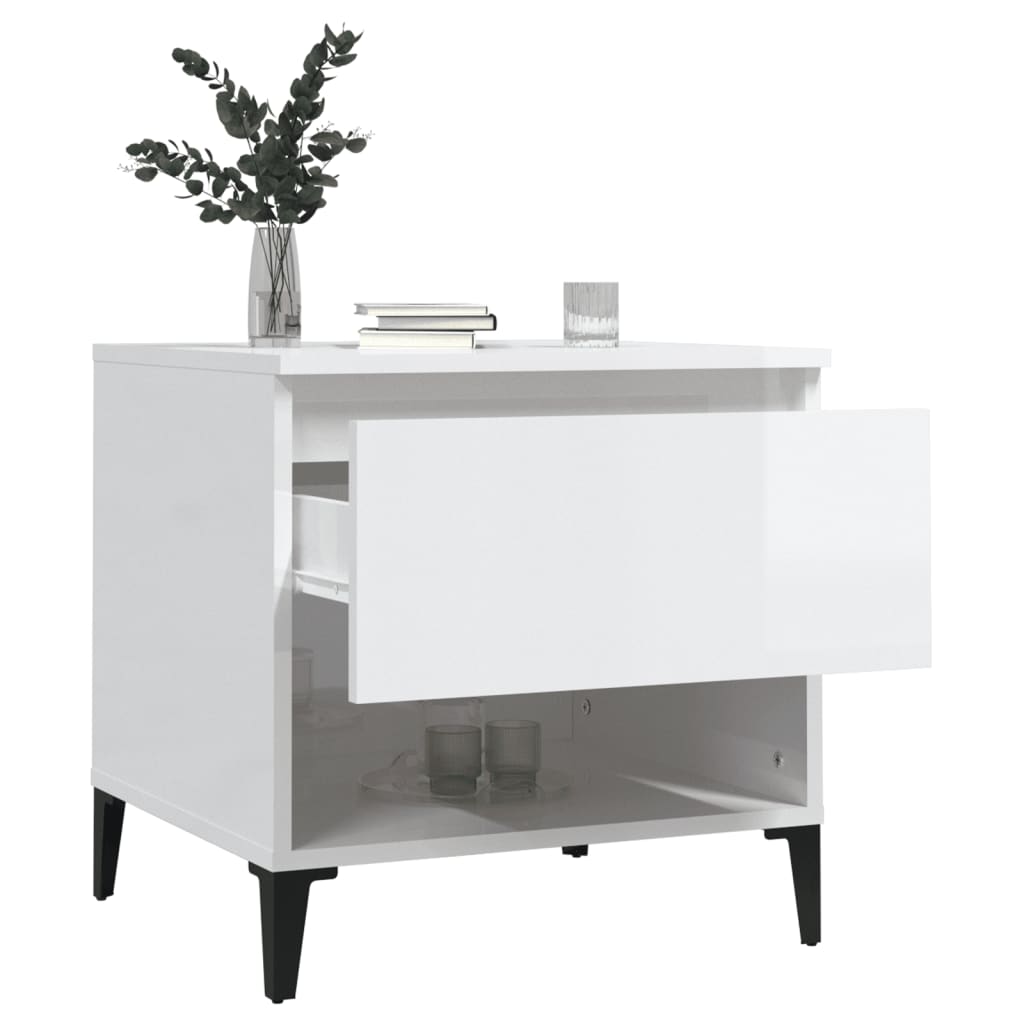 vidaXL Table d'appoint Blanc brillant 50x46x50 cm Bois d'ingénierie