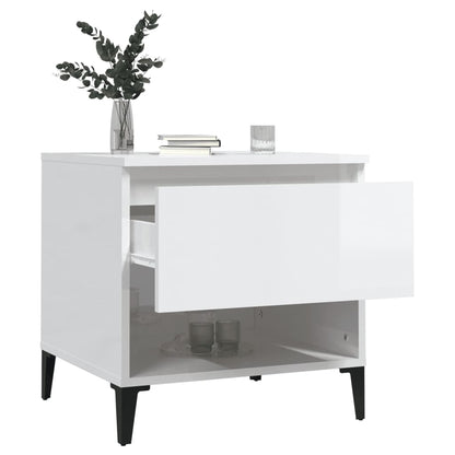 vidaXL Table d'appoint Blanc brillant 50x46x50 cm Bois d'ingénierie