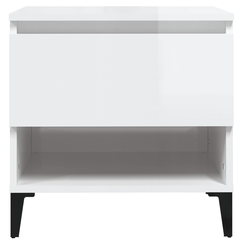 vidaXL Table d'appoint Blanc brillant 50x46x50 cm Bois d'ingénierie