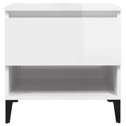 vidaXL Table d'appoint Blanc brillant 50x46x50 cm Bois d'ingénierie