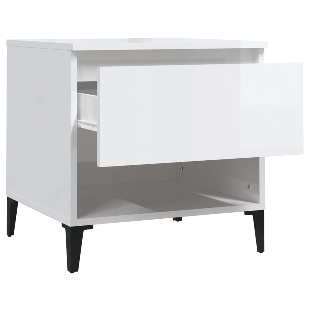 vidaXL Table d'appoint Blanc brillant 50x46x50 cm Bois d'ingénierie