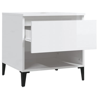 vidaXL Table d'appoint Blanc brillant 50x46x50 cm Bois d'ingénierie