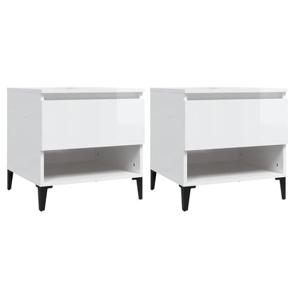 vidaXL Tables d'appoint 2 pcs Blanc brillant 50x46x50 cm Bois d'ingénierie