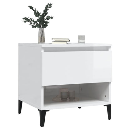 vidaXL Tables d'appoint 2 pcs Blanc brillant 50x46x50 cm Bois d'ingénierie