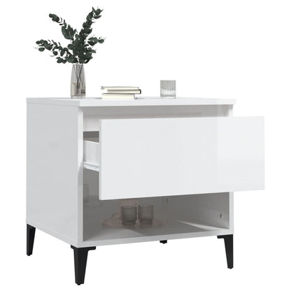vidaXL Tables d'appoint 2 pcs Blanc brillant 50x46x50 cm Bois d'ingénierie