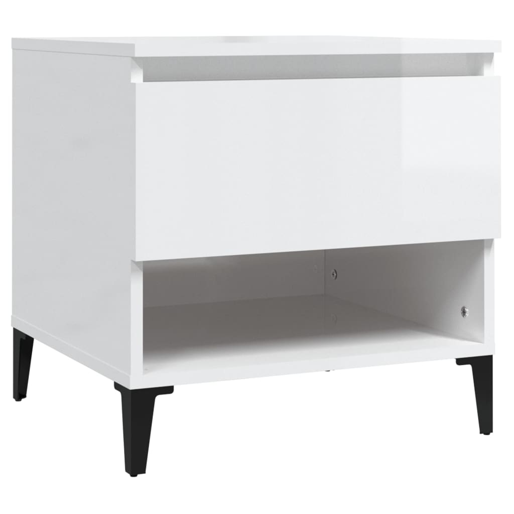 vidaXL Tables d'appoint 2 pcs Blanc brillant 50x46x50 cm Bois d'ingénierie
