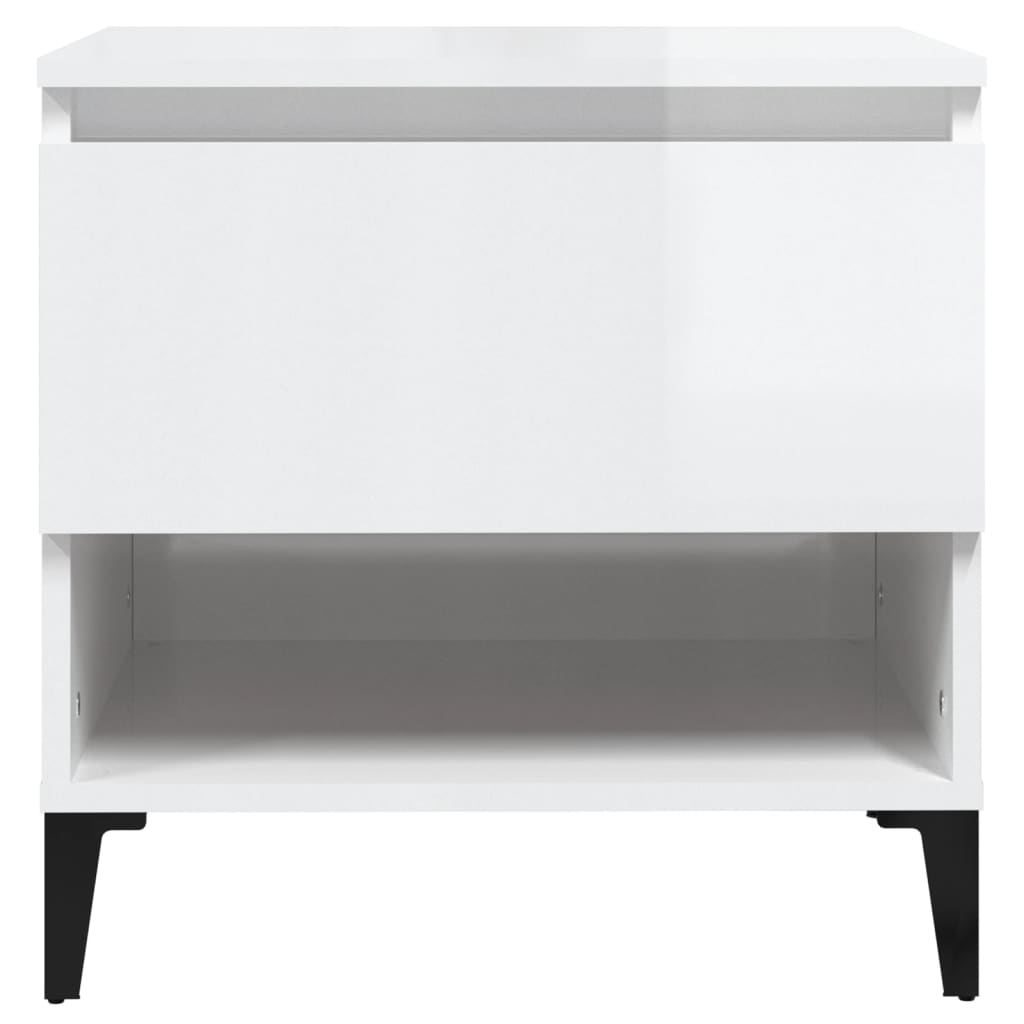 vidaXL Tables d'appoint 2 pcs Blanc brillant 50x46x50 cm Bois d'ingénierie