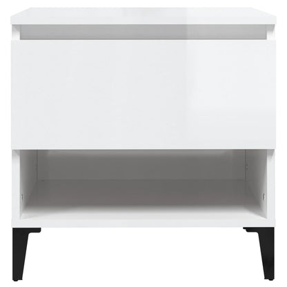 vidaXL Tables d'appoint 2 pcs Blanc brillant 50x46x50 cm Bois d'ingénierie