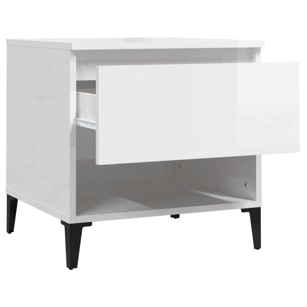 vidaXL Tables d'appoint 2 pcs Blanc brillant 50x46x50 cm Bois d'ingénierie
