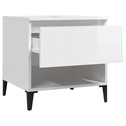 vidaXL Tables d'appoint 2 pcs Blanc brillant 50x46x50 cm Bois d'ingénierie